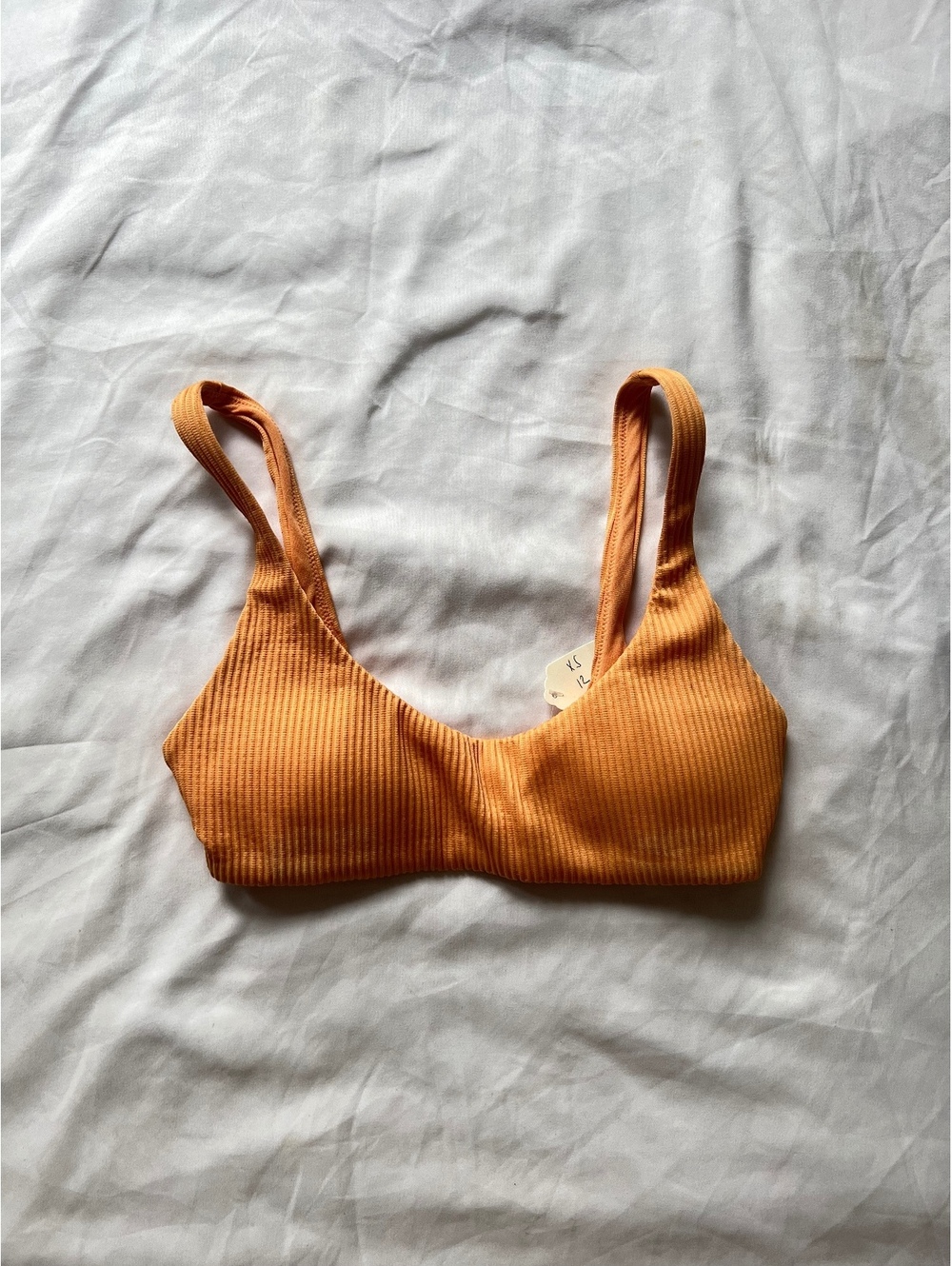 Express Orange Ribbed Bikini Top